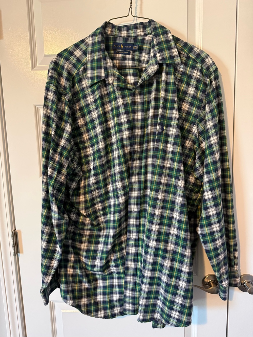Ralph Lauren Green, Navy & White Plaid Long-Sleeve Button-Down Shirt